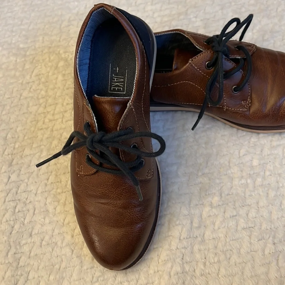 Max & Jake Kids Brown Faux Leather Oxford Dress Shoes Size 3M